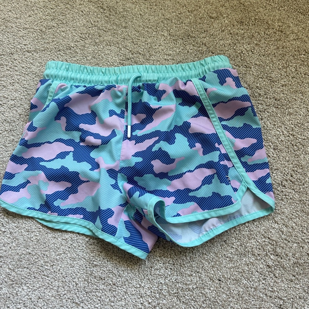 Girls Champion Camo Shorts in Blue and Pink